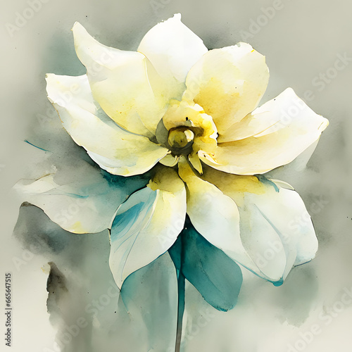 Daffodil flower watercolor floral illustration isolated on white background