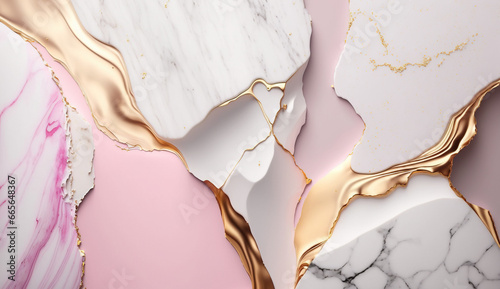 Gold and pink luxurious marble textured background. AI