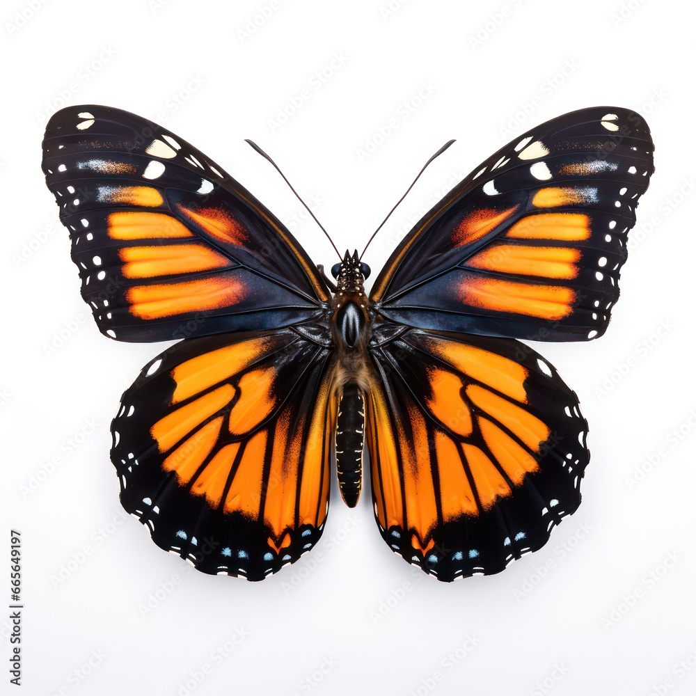 Fototapeta premium Butterfly isolated on white. Black monarch. 