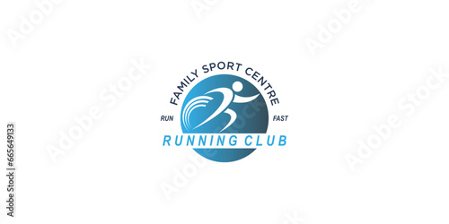 Simple running logo design with modern concept| premium vector