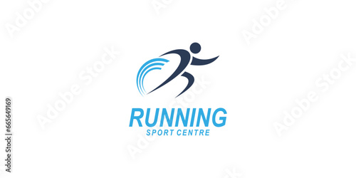 Simple running logo design with modern concept| premium vector
