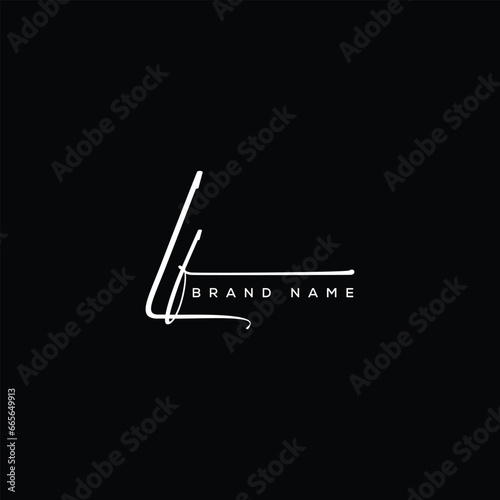 Fotografie LF letter beauty handwriting vector logo.