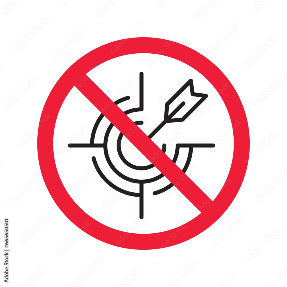 Prohibited aiming vector icon. No aim icon. Forbidden aim icon. Warning, caution, attention, restriction, danger flat sign design. Target symbol Prohibited aiming vector icon. No aim icon. Forbidden aim icon. Warning, caution, attention, restriction, danger flat sign design. Target symbol