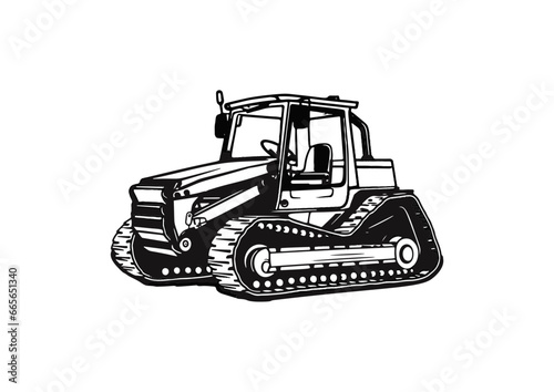 silhouette of a tractor illustration vector	