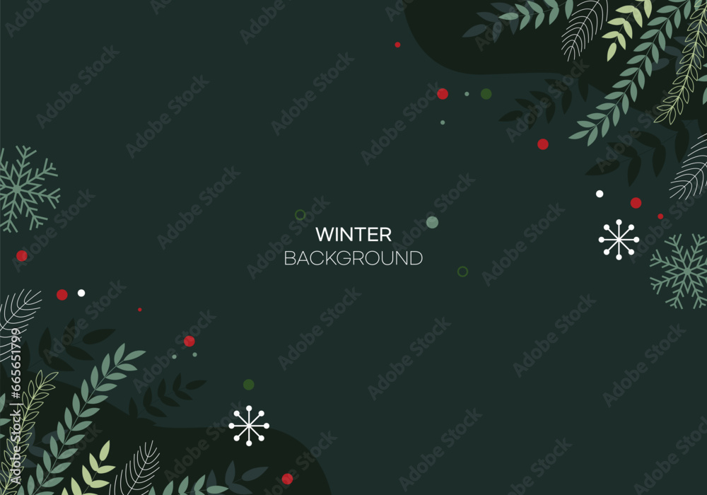 Universal Abstract Creative Art Template with Merry Christmas and Winter Frame and Background