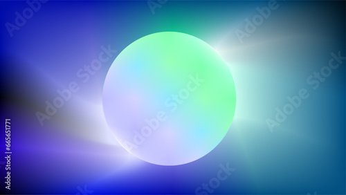 Blue green circle frame with light on both sides copy space background