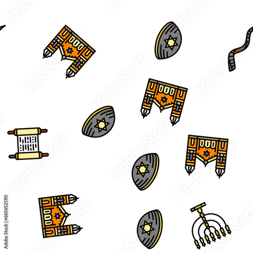 judaism jewish jew israel torah vector seamless pattern thin line illustration