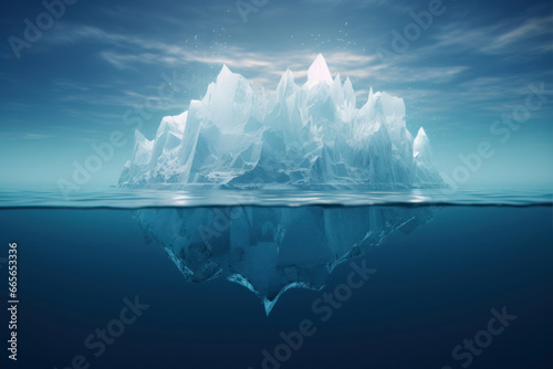 Iceberg floating in the ocean. 3D illustration. Global warming concept © Alex