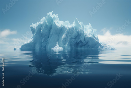 Antarctic iceberg floating in the water.