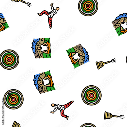 taoism yang yin ying chinese vector seamless pattern thin line illustration