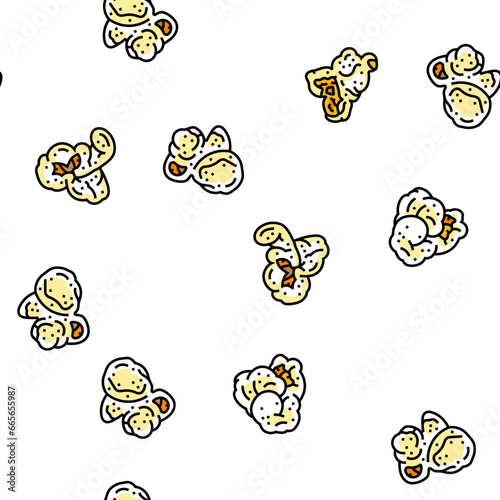 popcorn corn pop cinema vector seamless pattern thin line illustration