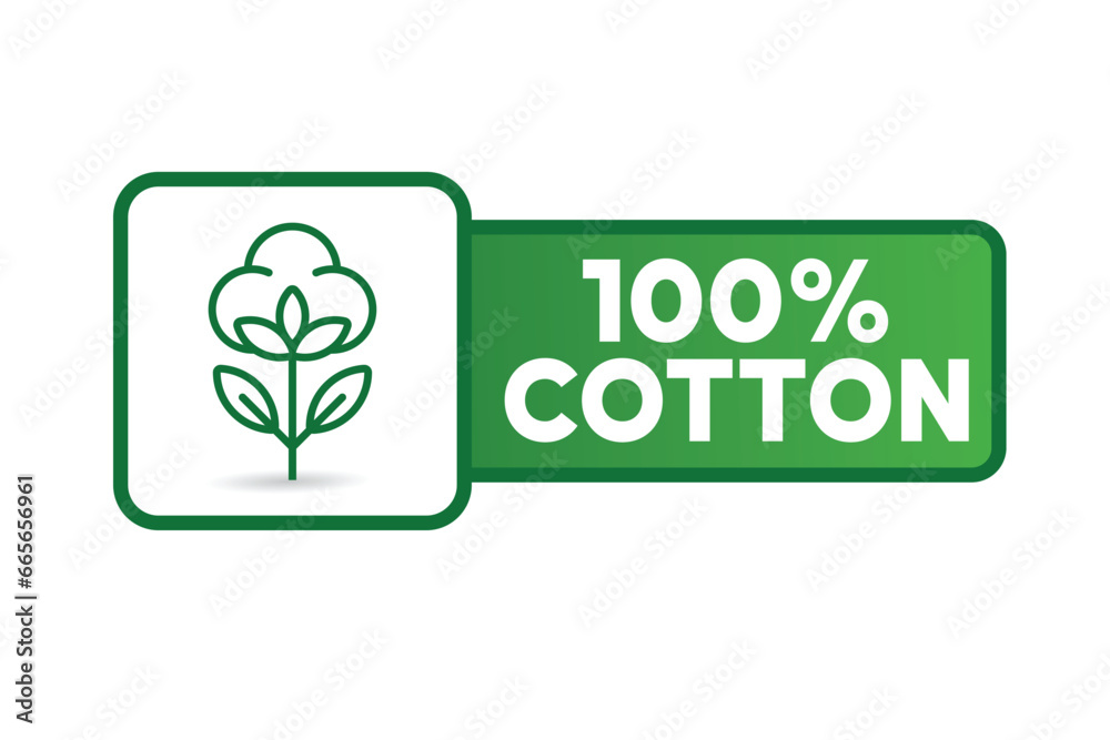 Vector 100 cotton label natural fiber sign vector stock illustration - obrazy, fototapety, plakaty 