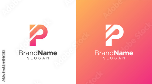 Letter P logo design for various types of businesses and company. colorful, modern, geometric, luxury letter P logo set