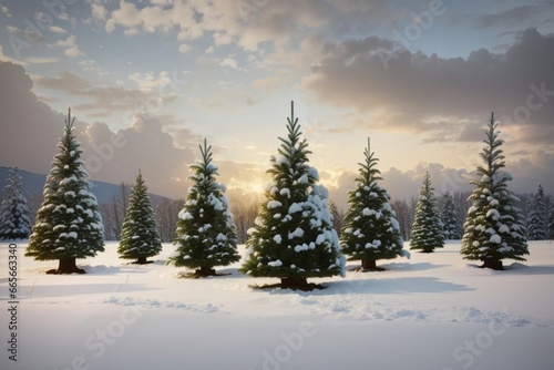 winter landscape with christmas trees and snow © Muhammad