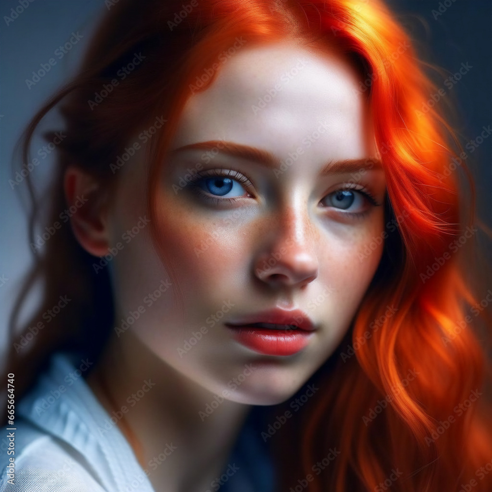 the image of a young beautiful red-haired girl.