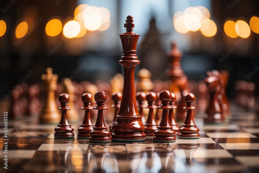 Chess pieces on the table Chess pieces on the table