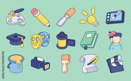 Art elements vector illustrations - vector illustrations. fine art  icons concept isolated. flat drawing