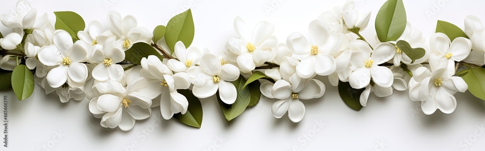 Jasmine flowers on white surface. Jasmine flowers on white surface.