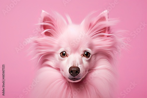 Pink colored dog on Pink Background. © Anowar