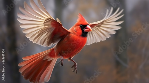 Northern Cardinal coming in for a landing. © Anowar