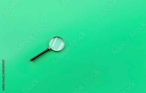 A magnifying glass isolated on green background