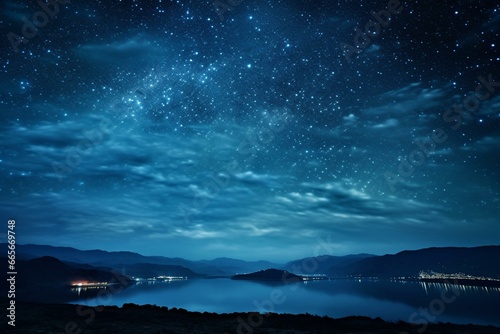 breathtaking panoramic celestial display from beneath the night sky. Generative AI