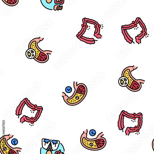 gastroenterologist doctor stomach vector seamless pattern thin line illustration