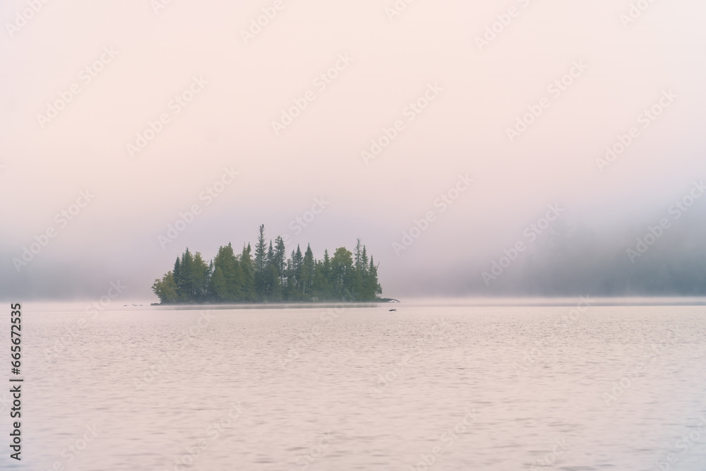 Foggy Morning, Lake Desor, Isle Royale National Park, Michigan.