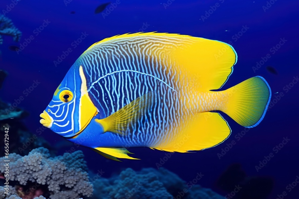 Beautiful angelfish in the ocean.