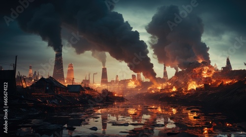 Industrial factory pollution