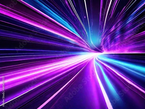 abstract background with rays, Futuristic High Speed Light Tail with Night City Background, speed of light on right side