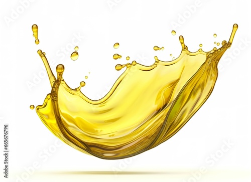 Olive or engine oil splash, cosmetic serum liquid isolated on white background.