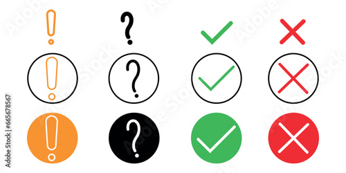 punctuation mark icon. exclamation, question mark, information sign, ok, cancel icon