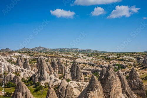 Rocky landscape in Cappadocia, Turkey. Travel in Cappadocia. Unusual semi-desert mountain ranges. Amazing Rocky summer landscape in Cappadocia Goreme © decorator
