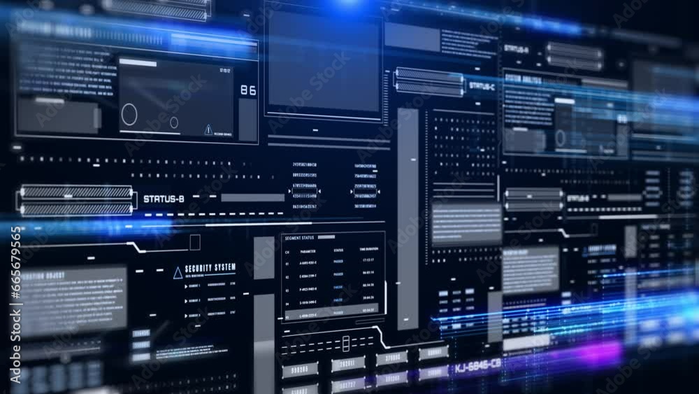 HUD futuristic with glow stream line data transfer communication side landscape view. Digital technology big data analysis 4K motion blur platform HUD futuristic with glow stream line data transfer communication side landscape view. Digital technology big data analysis 4K motion blur platform