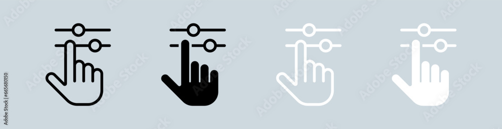 Adjust icon set in black and white. Control signs vector illustration.