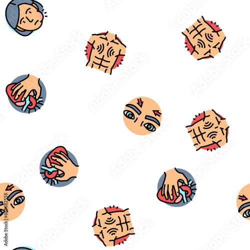 disease symptom health vector seamless pattern thin line illustration