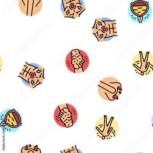 disease symptom health vector seamless pattern thin line illustration