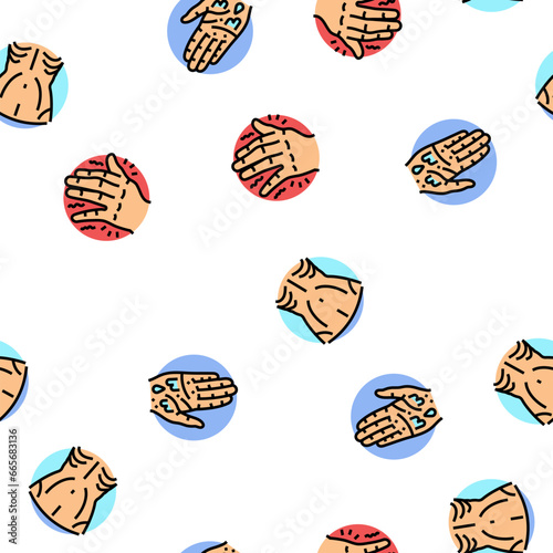 disease symptom health vector seamless pattern thin line illustration