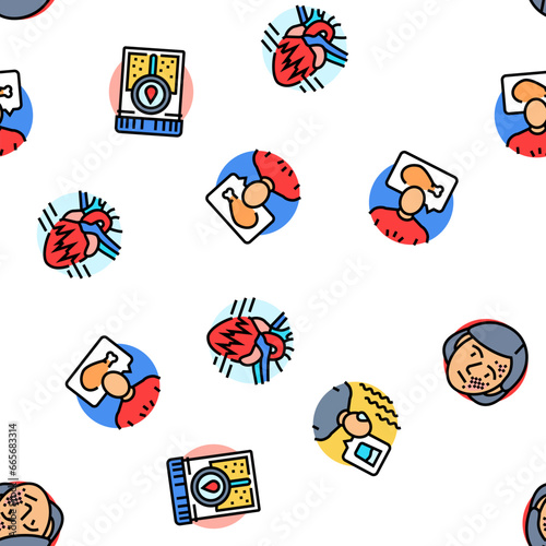 disease symptom health vector seamless pattern thin line illustration