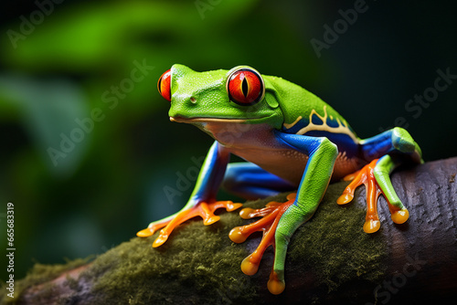 red eyed tree frog on leaf © farah
