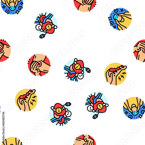 disease symptom health vector seamless pattern thin line illustration
