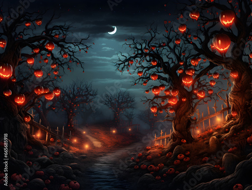 halloween pumpkin road that is lit with pumpkins