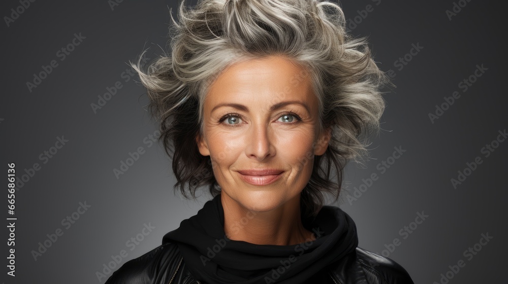 Front View Smiley Mature Woman Posing , Background Image , Beautiful Women, Hd