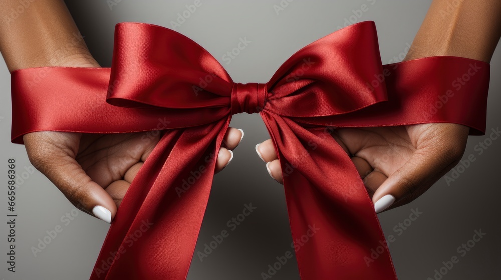 Hands Making Ribbon Top Viewphotorealistic, Background Image Hands Making Ribbon Top Viewphotorealistic, Background Image