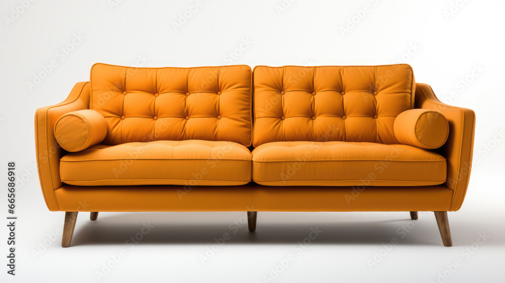 Fototapeta premium Sleek, contemporary sofa in a minimalist setting, embodying elegance and comfort for modern living spaces