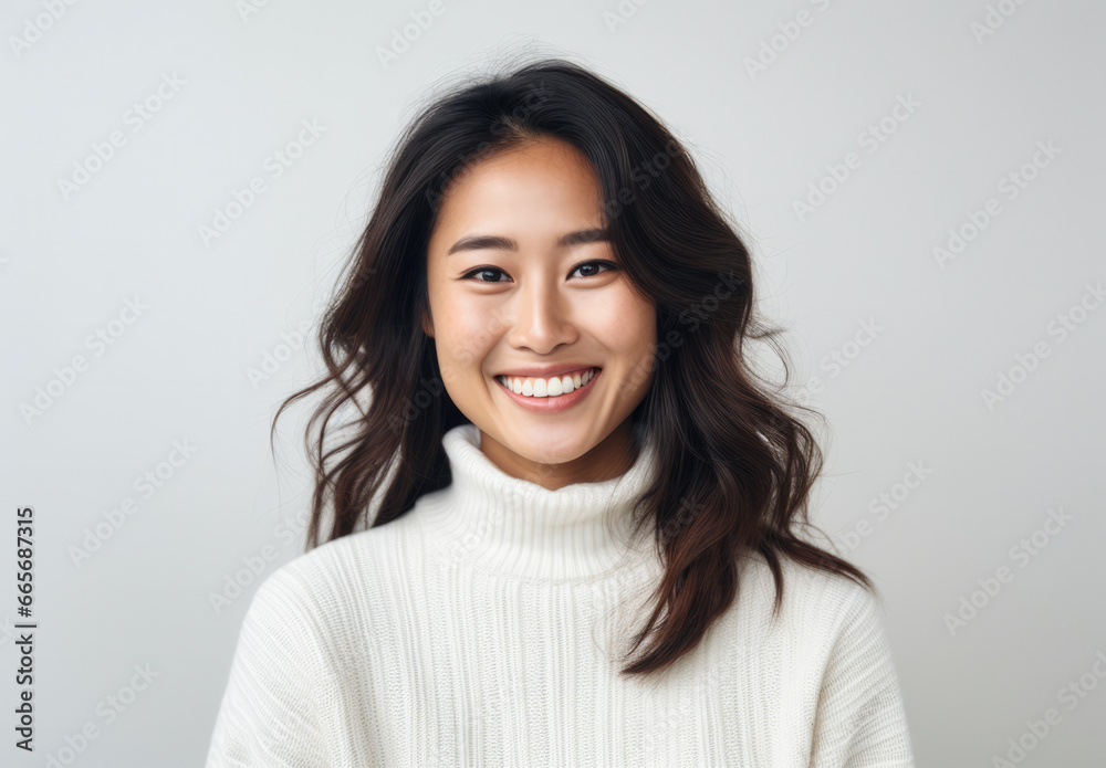 Young Asian woman looking at the camera isolated on a white background Young Asian woman looking at the camera isolated on a white background