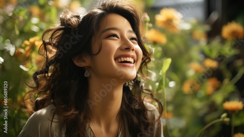 Portrait Young Asian Woman Happy Smile Relax Around, Background Image , Beautiful Women, Hd
