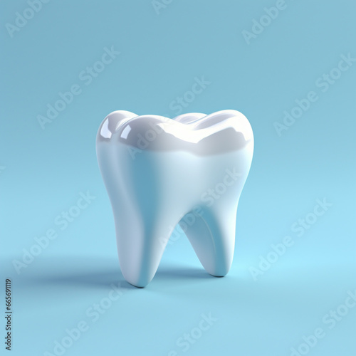 3D Tooth Isolated on Light Blue Background Dental Concept Healthy Teeth Render  Dental Care Professional Banner.
