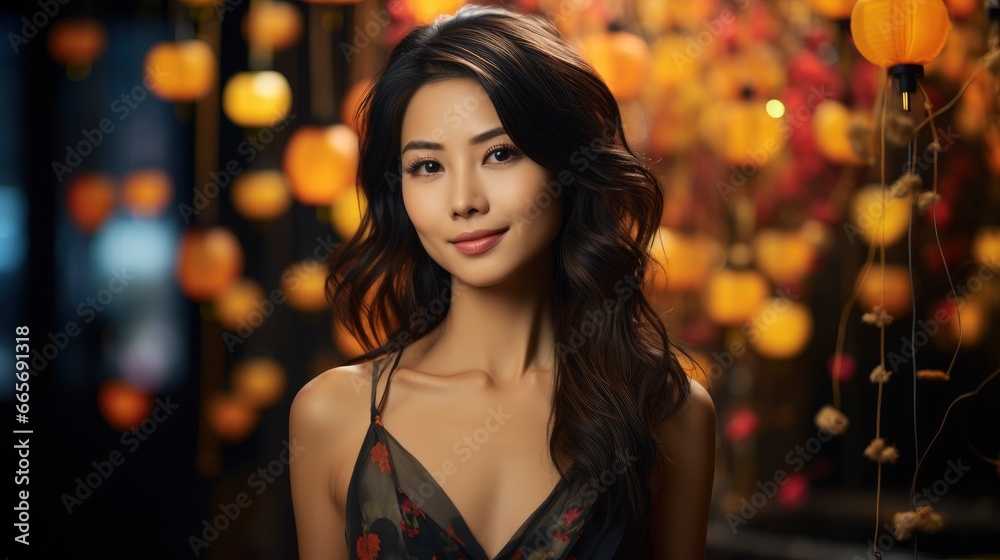 Portrait Beautiful Young Asian Woman Smile , Background Image , Beautiful Women, Hd